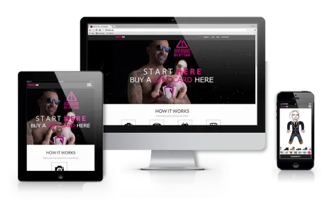 25inch.me su desktop, tablet e telefono, con la landing page e il configuratore di prodotto
