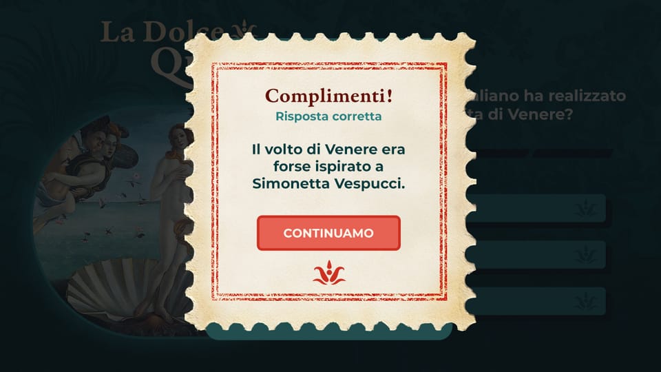 Pantalla de pregunta de La Dolce Quiz