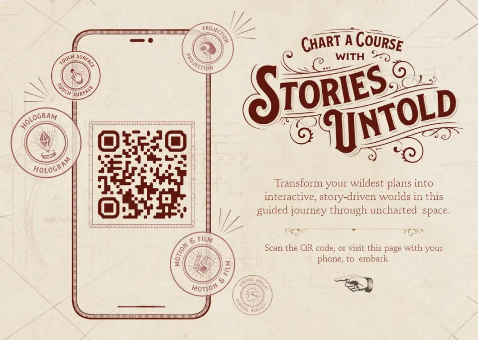 Museum AR Mailer landing page inviting visitors to scan the QR code and embark