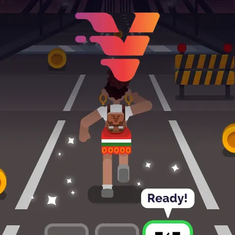 Gioco runner V-Run con il logo VBank